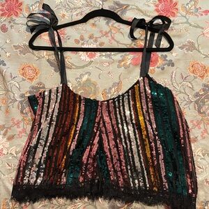Sequin crop tank
